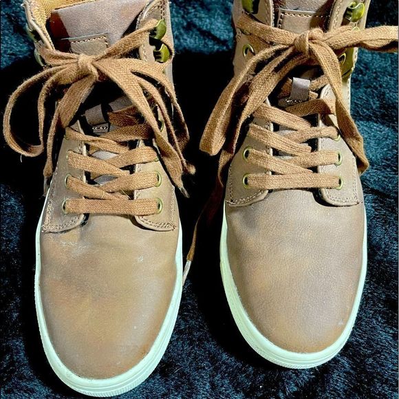 Tan Leather High-Top Sneaker - Picture 2 of 11